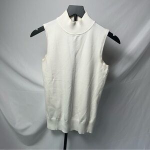 Sleeveless White Turtleneck Sweater